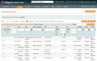 Magento zrzut ekranu - panel administracyjny lista produktów